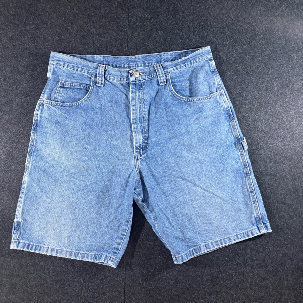 Wrangler Carpenter Shorts Mens 36 Blue Denim Utility Workwear Cargo 90s Style